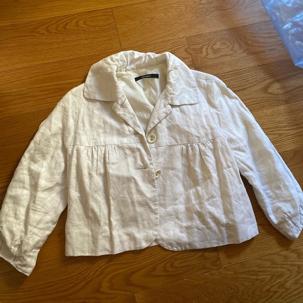 Cropped cream 2000s linen jacket